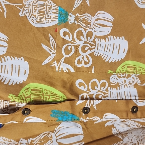 MAEVE ANTHROPOLOGIE Toni Tunic Shirt Dress M Button Down Tropical Tiki Neon - Picture 14 of 16